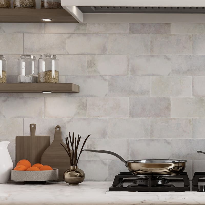 Merola Tile Atelier Oyster White 4-1/2" x 9-1/8" Porcelain Floor and Wall Tile