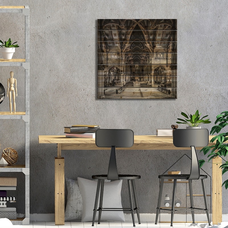 Gothic Church Print On Wood by Simon Yeung - Multi-Color