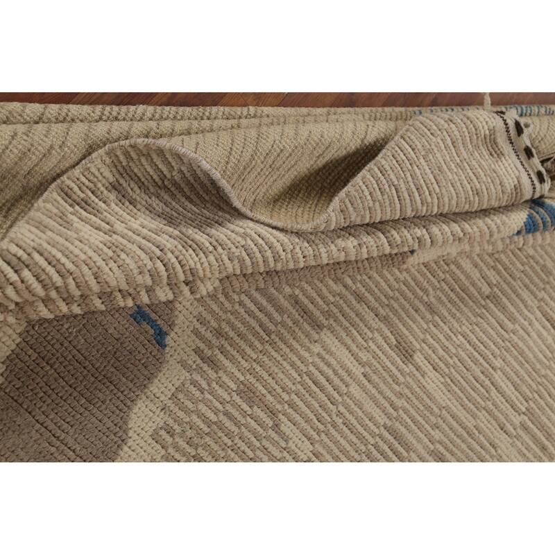 Beige Modern / Moroccan Area Rug Handmade Wool Carpet - 9'0"x 13'0"