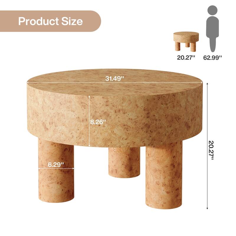 31.5-Inch Round Coffee Table for Living Room