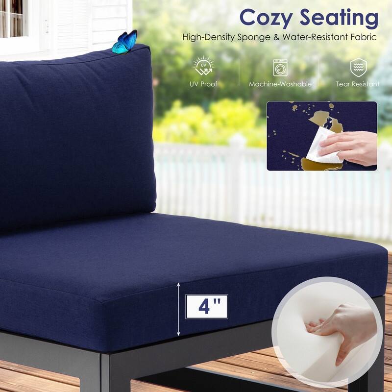 FINCATI Aluminum Outdoor Patio Furniture Conversation Sectional Sofa Set