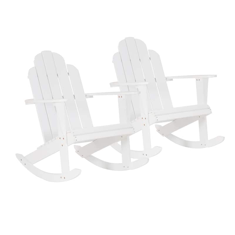 Gavil White Acacia Wood Adirondack Rocking Chair (Set of 2)