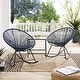 preview thumbnail 5 of 13, Corvus Sarcelles Modern Wicker Patio Rocking Chairs(Set of 2)