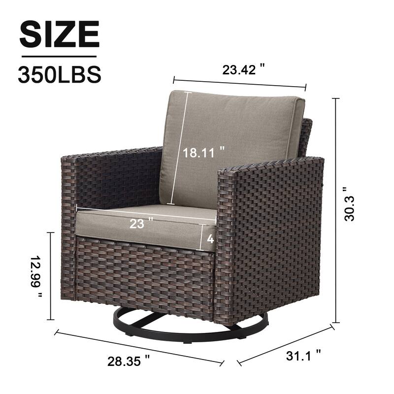 Gymojoy Wicker Swivel Glider Chair with 4 inch Olefin Cushions