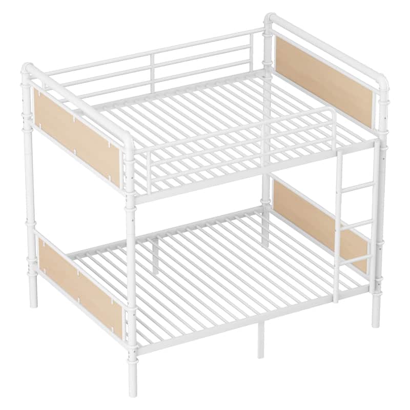 Twin XL over Twin XL Metal Bunk Bed, Industrial Detachable Bunkbeds with Safety Guard Rails