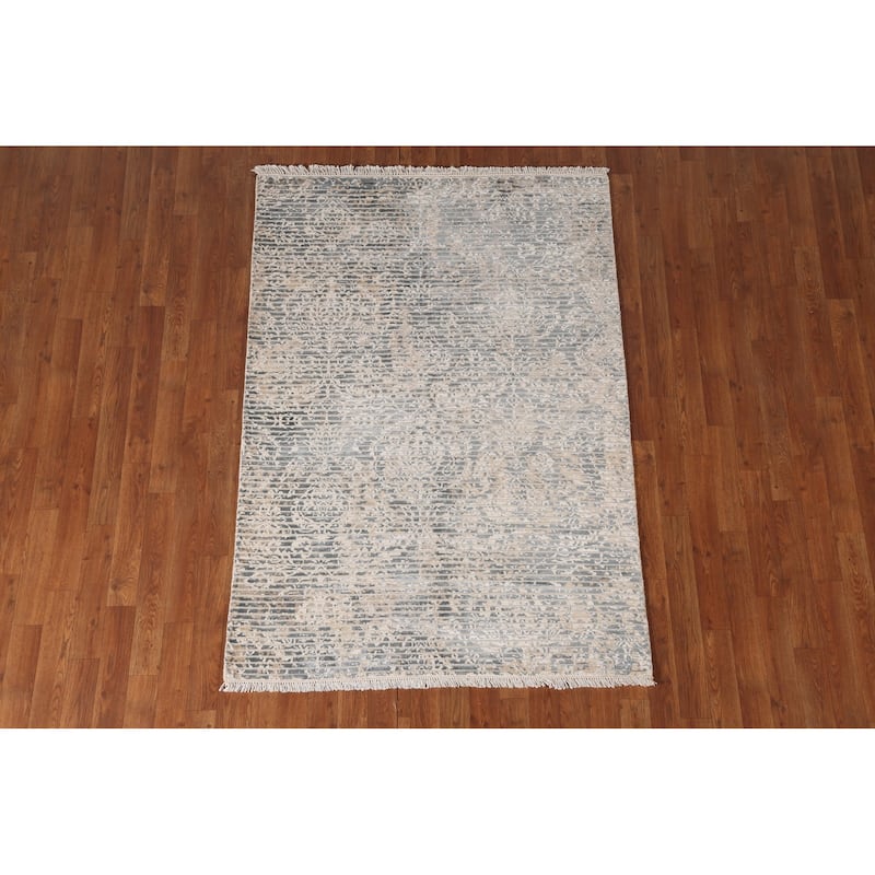 Abstract Oriental Accent Rug Handmade Wool Carpet - 3'11"x 5'8"