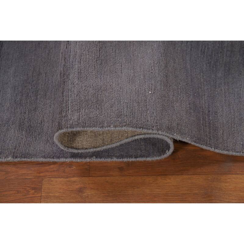 Gray Blue Modern Gabbeh Oriental Runner Rug Handmade Wool Carpet - 3'0"x 11'3"