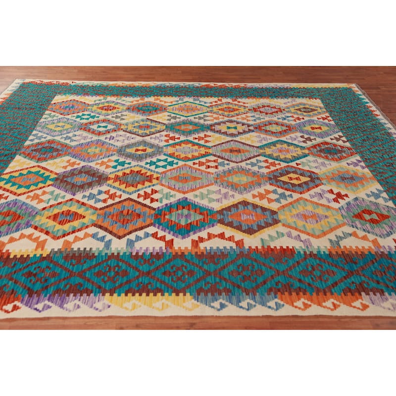 Kilim Oriental Area Rug Hand-Woven Southwestern Wool Carpet - 8'5"x 10'0"
