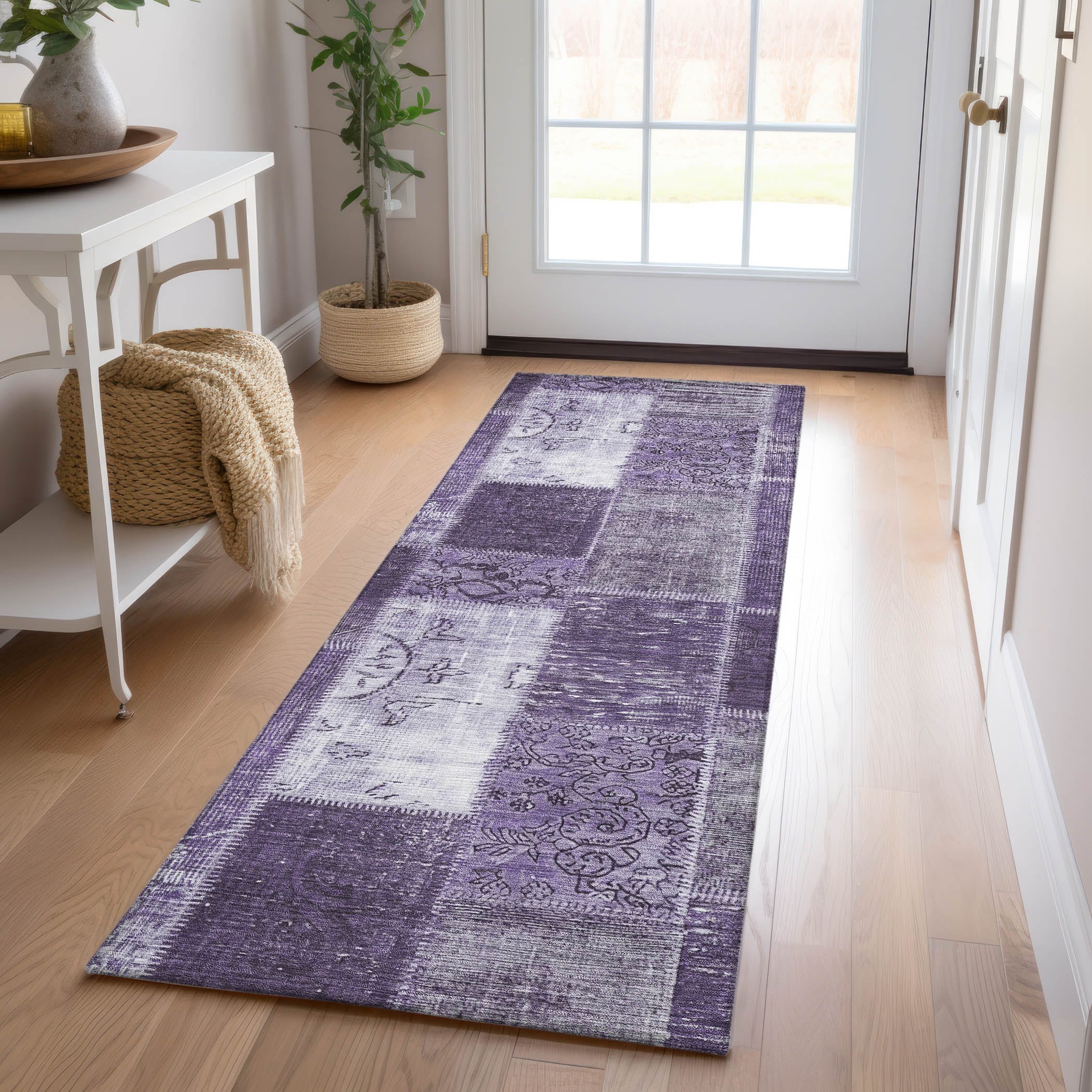 Machine Washable Indoor/ Outdoor Chantille Vintage Patchwork Rug