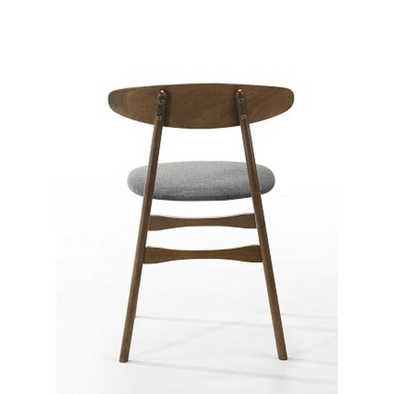 Walnut/Gray Fabric Upholstered Wood Frame Dining Chair, Set of 2, Sturdy Dining Chair for Dining Rooms - 19