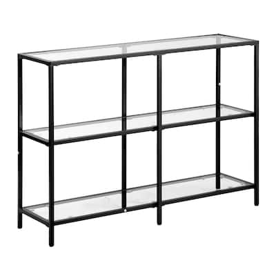 3-Tier Glass Console Table with Iron Legs for Living Room or Hallway - 39.4 x 11.8 x 28.7 in