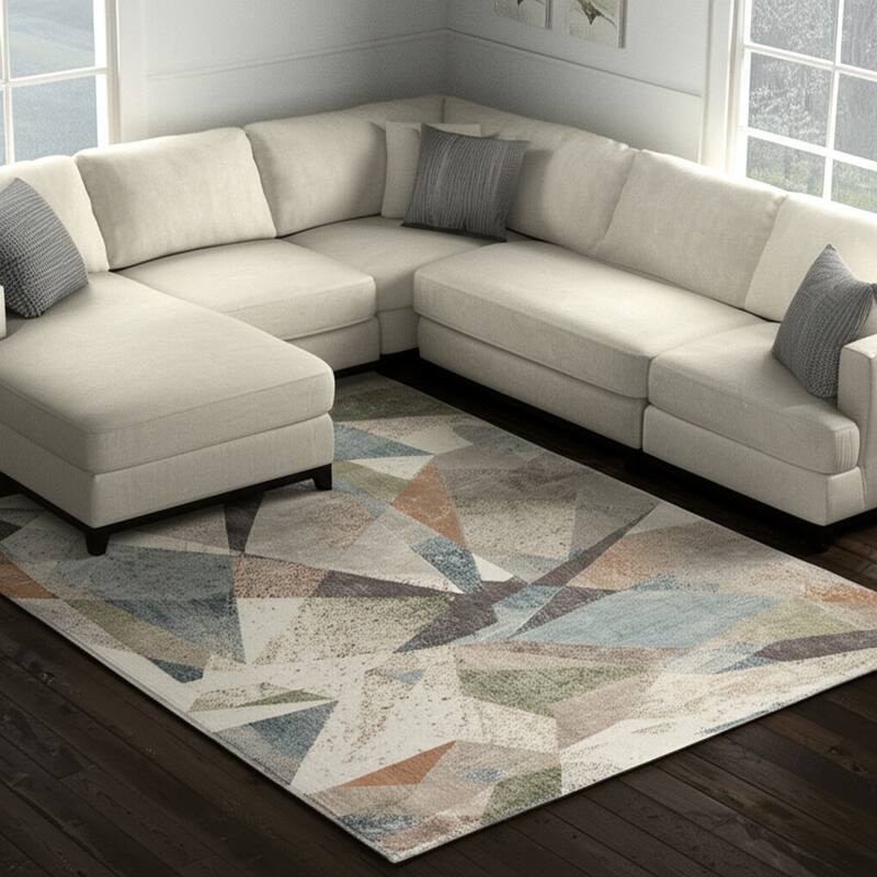 HomeRoots Checkered Bohemian Rectangle Area Rug - 120.00 in. x 93.00 in.  x 0.47 in.
