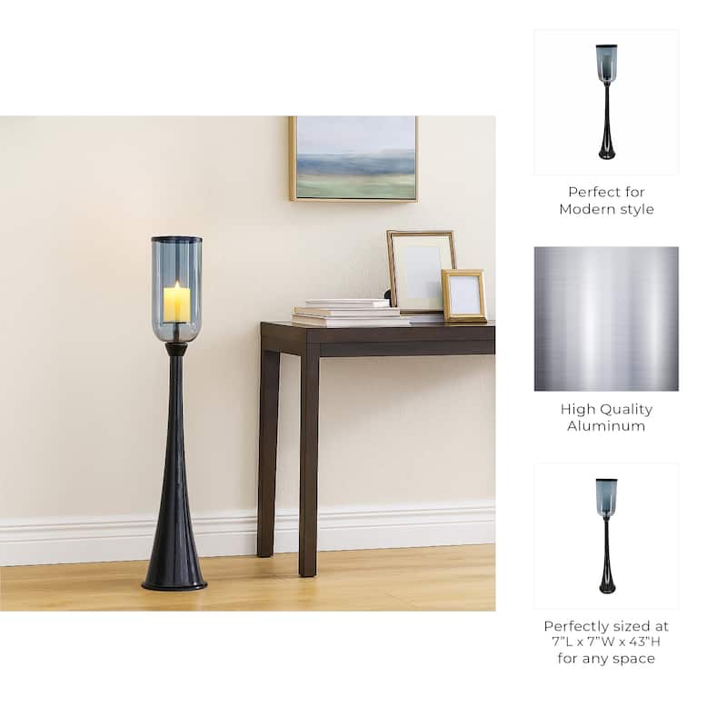 Modern Metal and Glass Floor Candle Stand for Pillar Candles