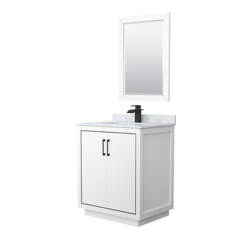 Wyndham Collection WCF1111-30S-NAT-M24 Icon 30" Free Standing Single - White / Matte Black Hardware