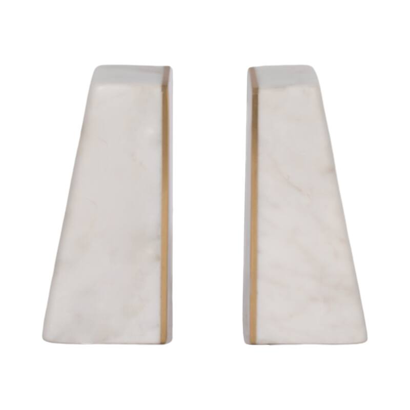 Modern Bookends with Marble Finish for Home or Office Decor - Set of 2, 6"