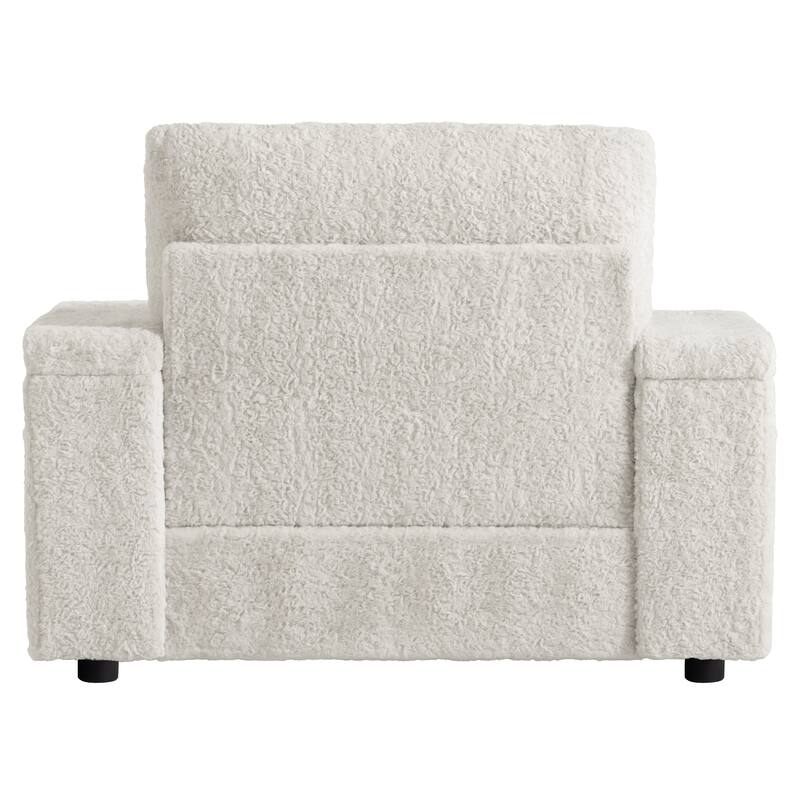 2-Piece Oversized Accent Chair & Ottoman Sets, Single Sofa Reading Couch Chaise Lounge with Storage Ottoman & Cup Holders