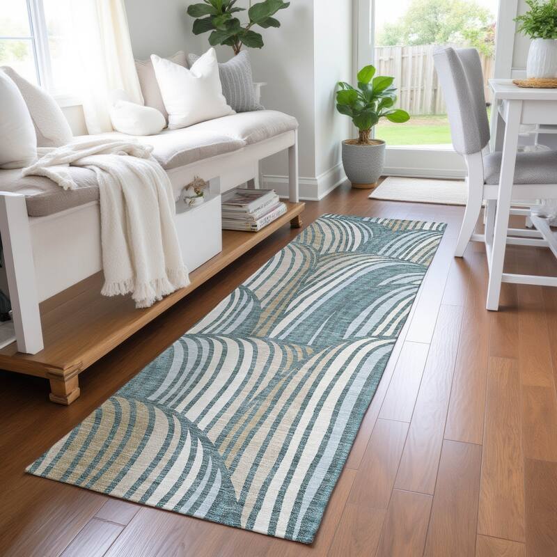 Machine Washable Indoor/ Outdoor Modern Parsons Chantille Rug