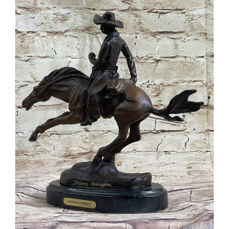 Ranger By Frederic Remington Cowboy On Horseback Bronze Sculpture Statue Country Western Art 9 Inches X 8 Inches