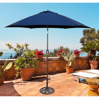 Tropishade 9 ft. Aluminum Bronze Patio Umbrella with Navy Cover