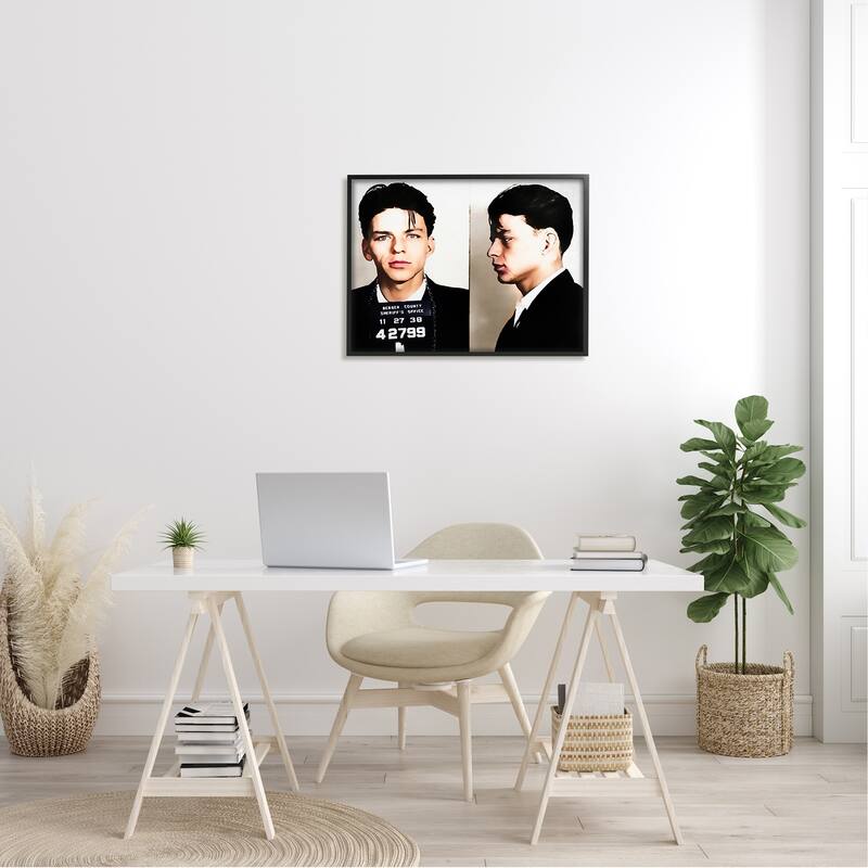 Stupell Frank Sinatra Mugshot Bergen County Jail Photography Framed Wall Art - Black