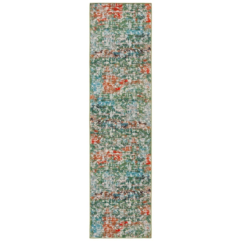 SAFAVIEH Madison Evangelina Modern Abstract Rug - 2'2" x 8' Runner - Green/Beige
