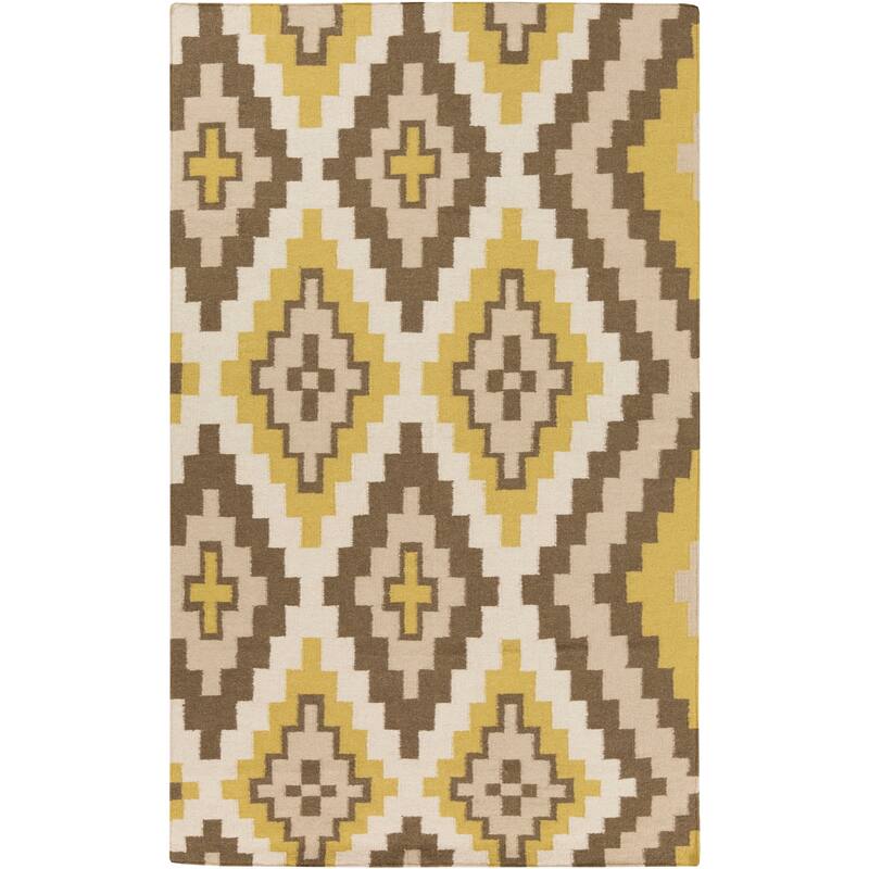 Hand-woven Freda Reversible Wool Area Rug - 5' x 8' - Brown/Green