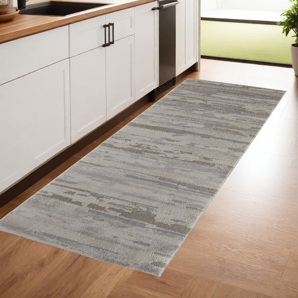 Valu Power Loomed Distressed Abstract Stain Resistant Area Rug By HomeRoots - 8' Runner
