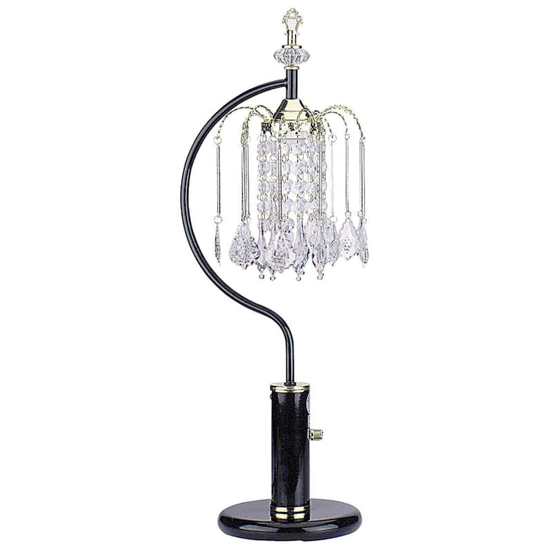 27" Black and Gold Metal Faux Crystal Chandelier Table Lamp - 12 x 12 x 27