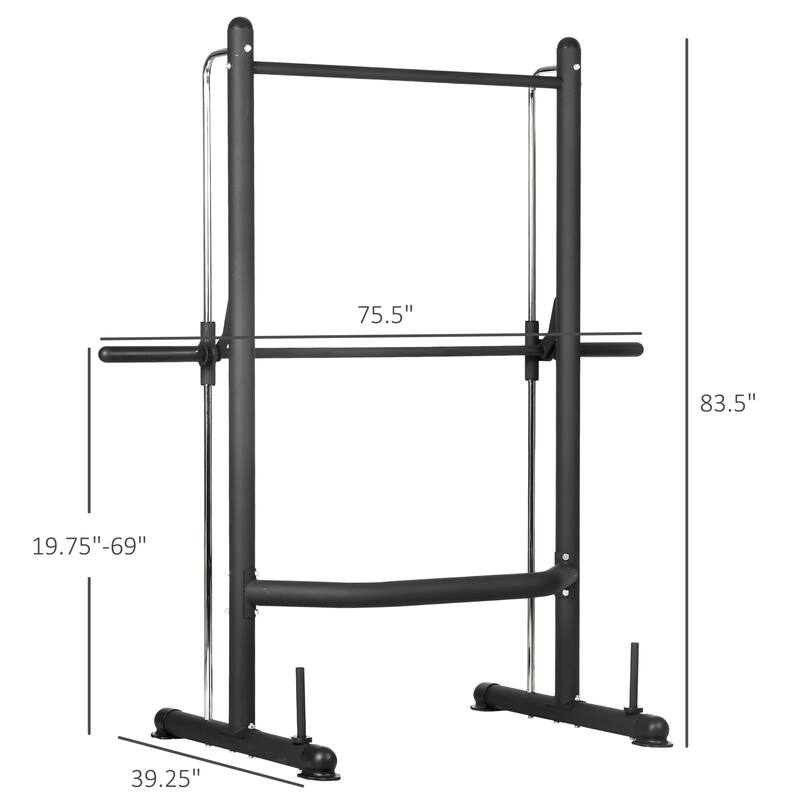 Soozier Adjustable Squat Rack with Pull Up Bar, Barbell and Weight Rack, Barbell Stand Weight Lifting Equipment Power Rack