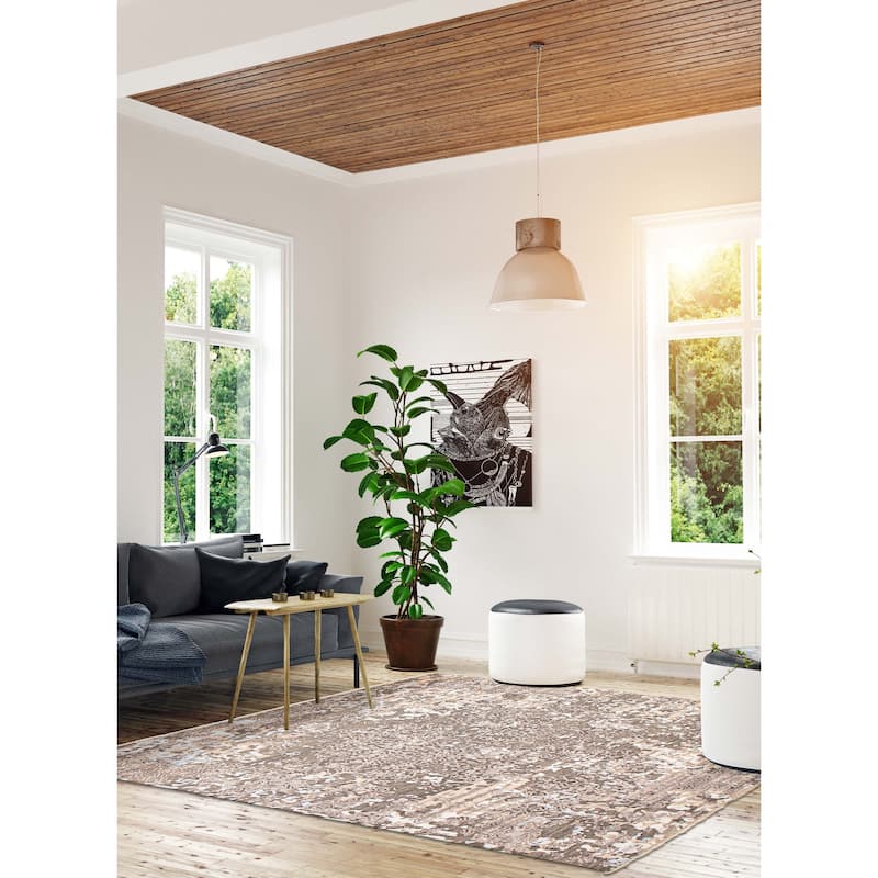 ECARPETGALLERY Hand-knotted Heritage Dark Grey Silk, Wool Rug - 8'0 x 10'0