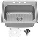 preview thumbnail 1 of 4, Karran 25" Top Mount 18-Gauge Stainless Steel Single Bowl Kitchen Sink Kit