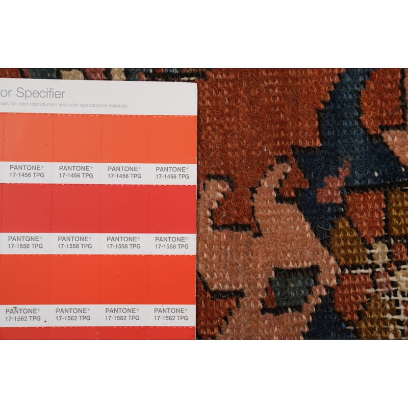 Hand Knotted Oriental 100% Wool Carpet Traditional Medallion Oranges & Rust Heriz (serapi) Area Rug - 13' 8'' X 10' 0''