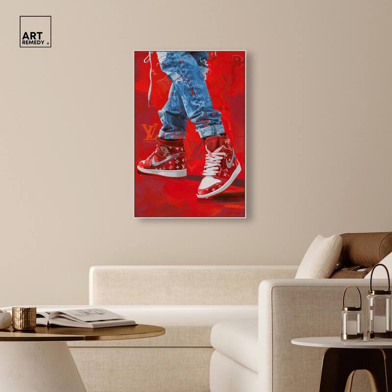 Bold Red Glam Sneakers Canvas by Art Remedy