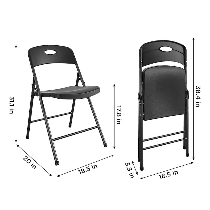 COSCO Solid Resin Plastic Indoor/Outdoor Plastic Folding Chair, 4-Pack