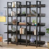 Ailis Brown Wood Metal 4 Shelf Etagere Bookcase Overstock 13288403