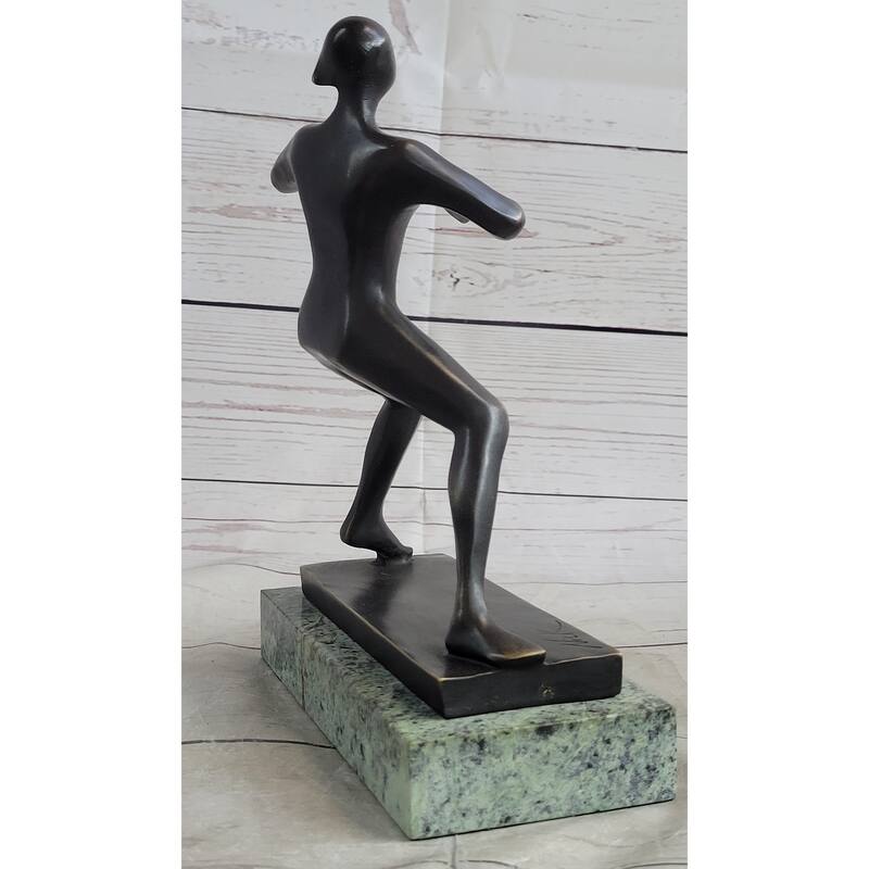 Ping Pong Bronze Metal Sculpture Statue Trophy Figure On Green Marble Base