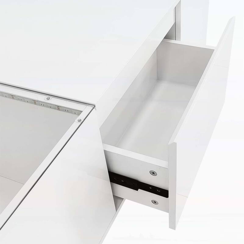 Modern Center Table with Open Storage and 2 Hidden Drawers for Living Room