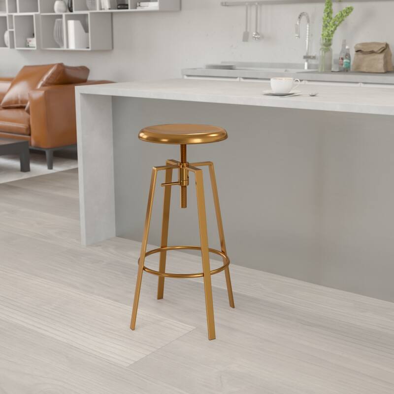 Industrial Style Barstool with Swivel Lift Adjustable Height Seat