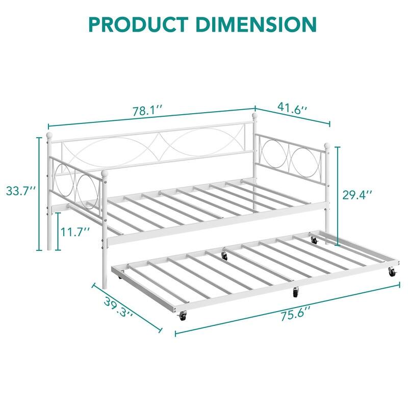 Twin Metal Daybed with Pull-Out Trundle