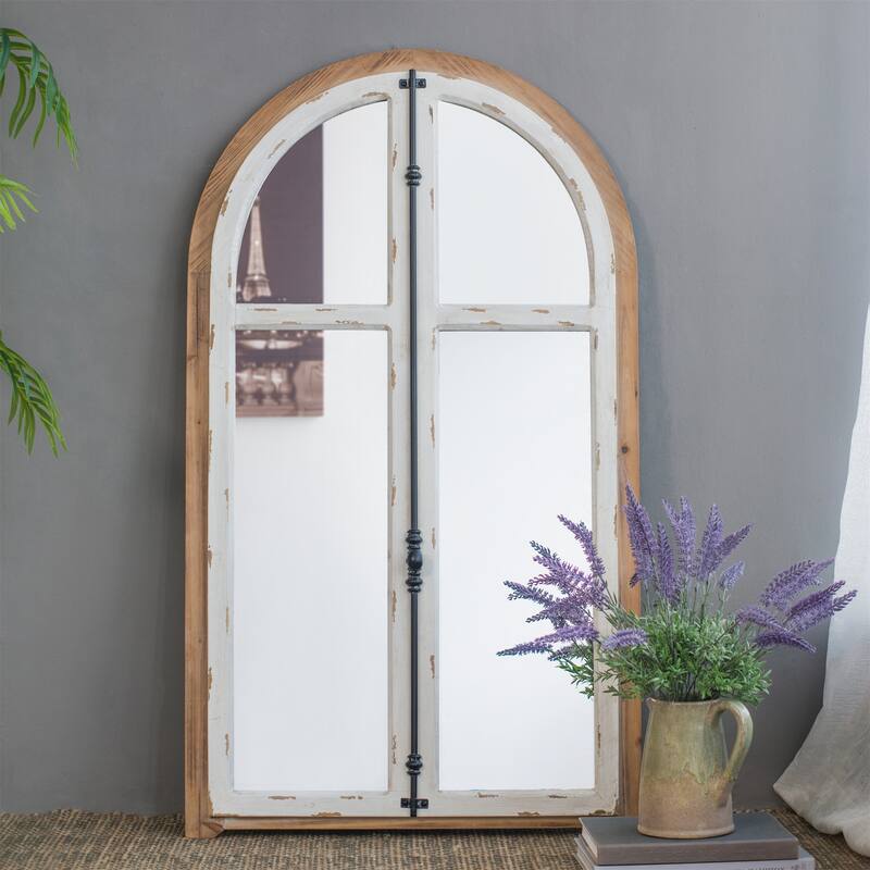 Arch-Crowned Top Wood Wall Mirror