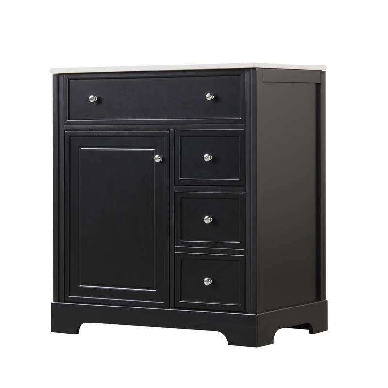 Freestanding Modern Bathroom Vanity with Solid Wood Frame, Ample Storage, and Painted Finish - 30in L