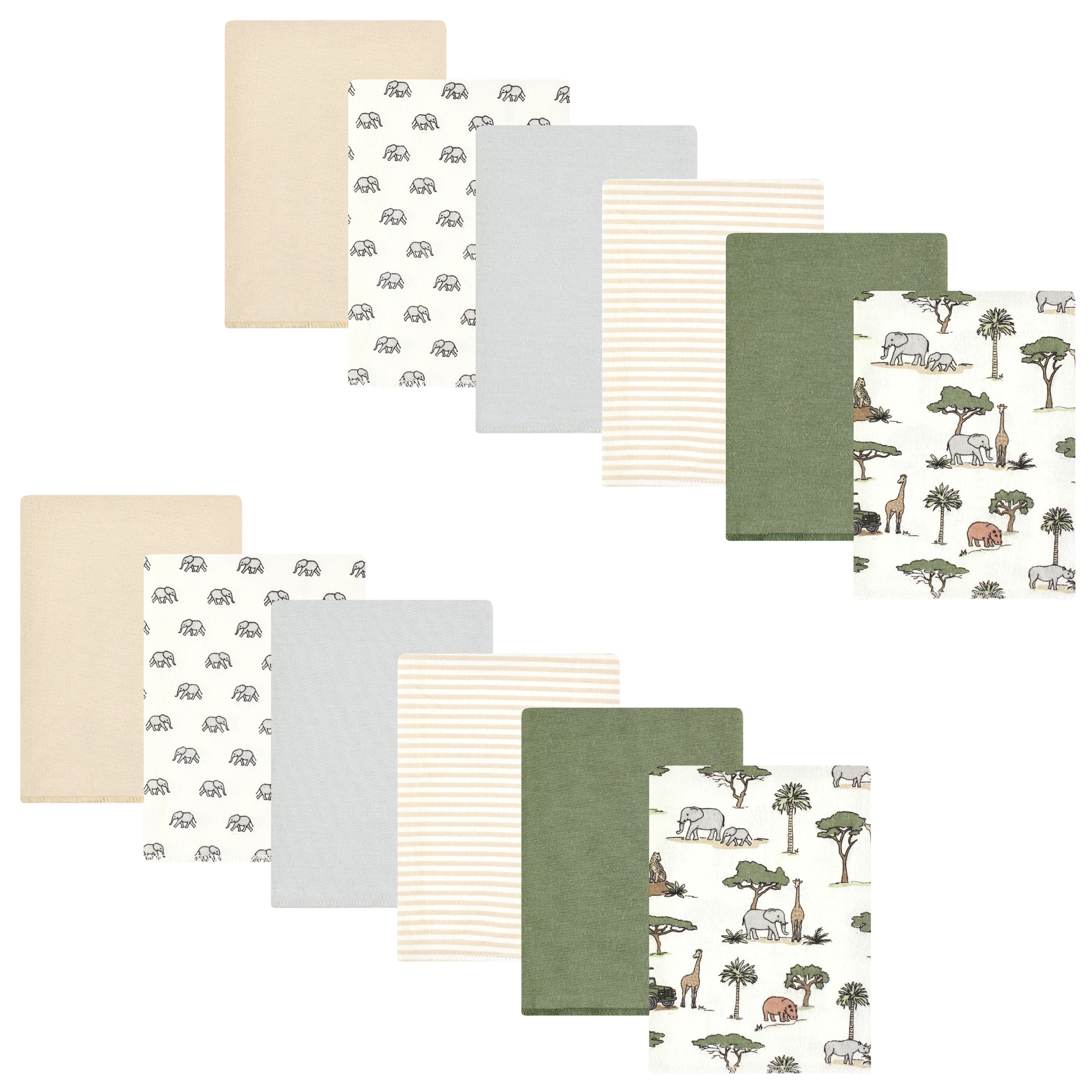 Hudson Baby Cotton Flannel Burp Cloths Bundle, Going On Safari, One Size - Going On Safari - One Size