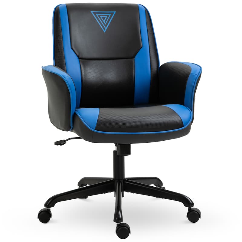 Vinsetto Office Chair Breathable Faux Leather Adjustable Height with Wheels, Armrest, Mid Back Home Racing Gaming Style