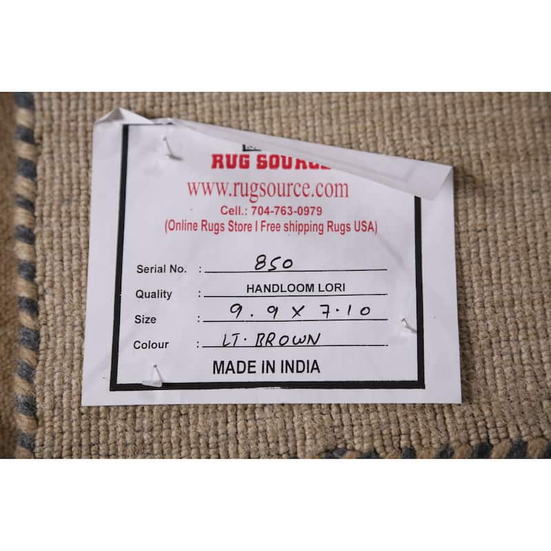 Light Brown Gabbeh Indian Area Rug Handmade Wool Carpet - 7'10" x 9'9"