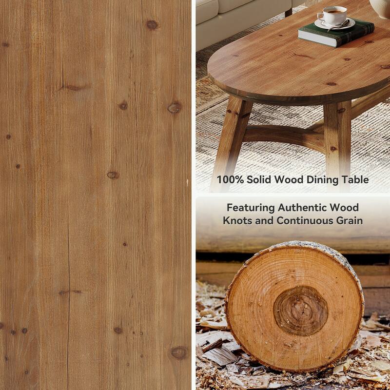 47.24-Inch Farmhouse Solid Wood Coffee Table