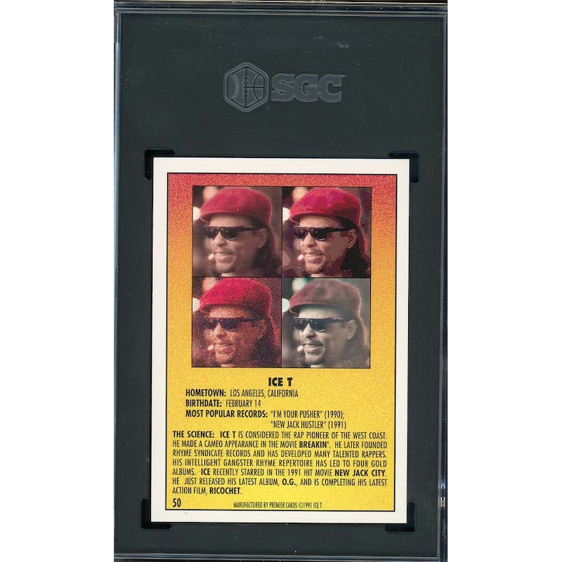 ICE-T 1991 Premier Rap Pack Card #50 Graded SGC 9 - 8'6" x 11'6"