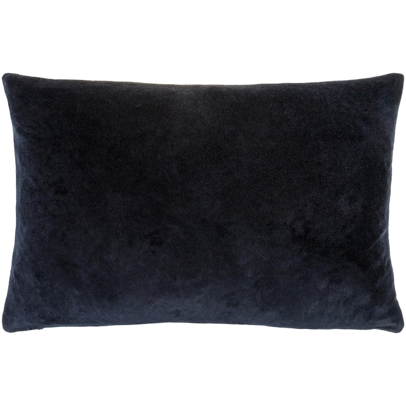 Artistic Weavers Deveron Cotton Velvet Solid Throw Pillow - 13"H x 20"W Down Insert - Black