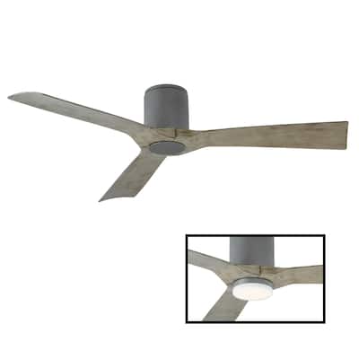 Aviator 54 Inch Three Blade Indoor / Outdoor Smart Flush Mount Ceiling Fan with Six Speed DC Motor.