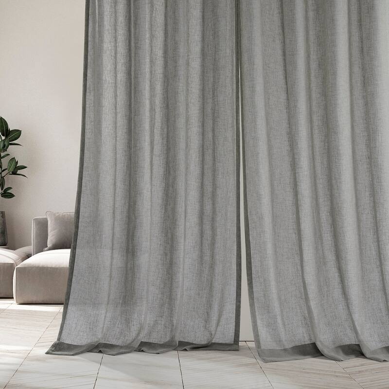 Exclusive Fabrics Grommet Solid Faux-linen Sheer Curtain (1 Panel)