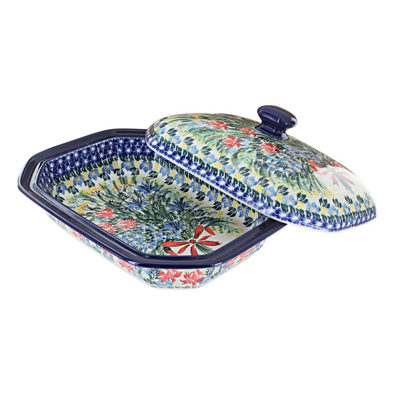 Blue Rose Polish Pottery 662 Ceramika Artystyczna Medium Covered Baker